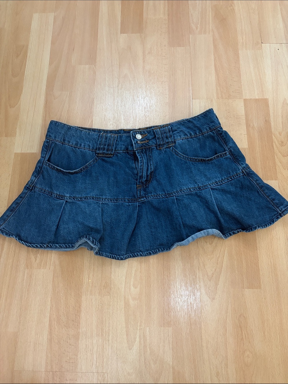 Aeropostale Dark Blue Denim Ruffled Mini Skirt